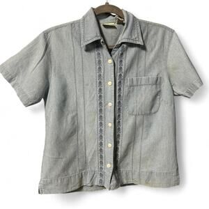 XS women’s vintage L.L. bean short sleeve button up shirt coastal grandma